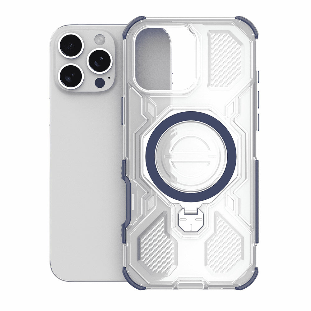 Custodia per Apple iPhone 15, Techsuit, Carbon Shield Pro, Blu