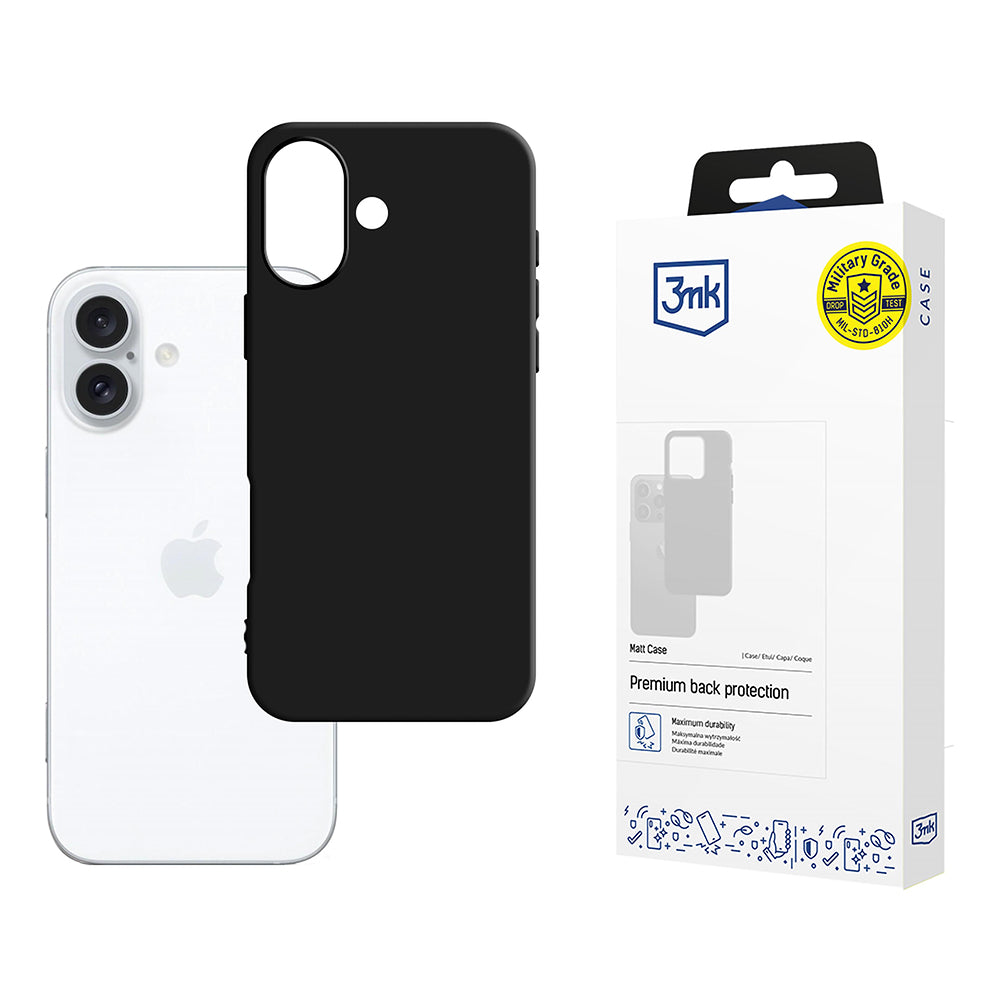 Custodia per Apple iPhone 16, 3MK, Nera Opaca