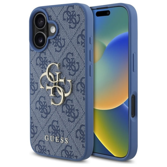 Custodia per Apple iPhone 16, Guess, 4G Big Logo, Blu