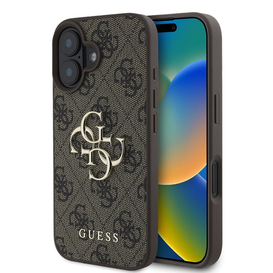 Custodia per Apple iPhone 16, Guess, 4G Big Logo, Marrone
