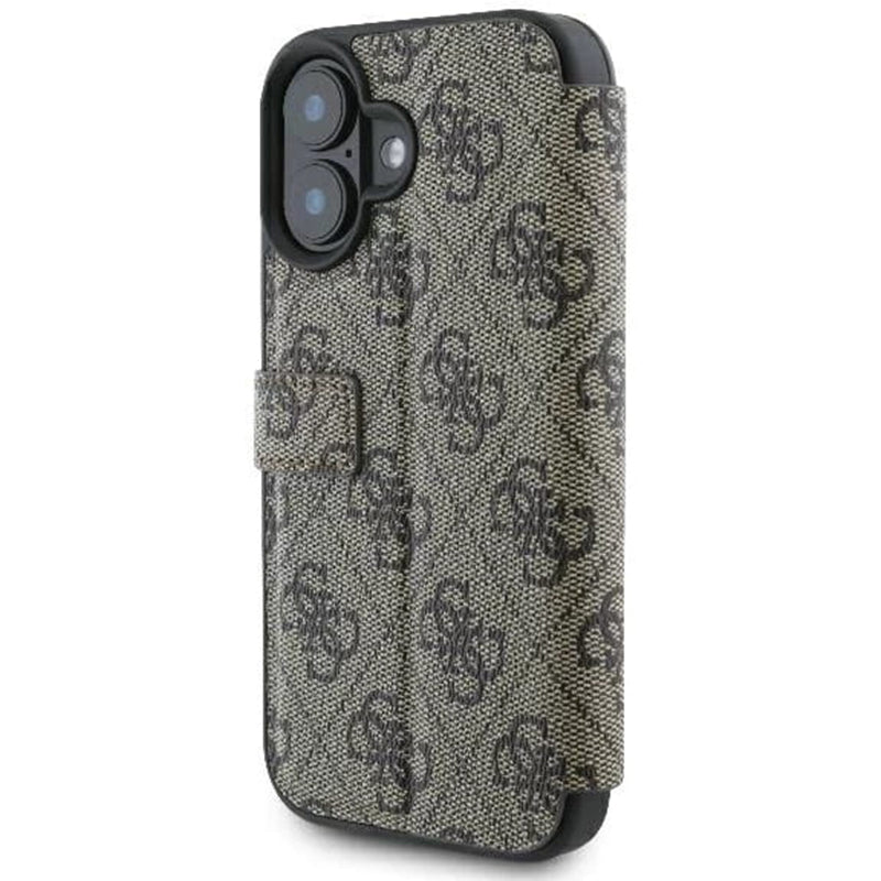 Custodia per Apple iPhone 16, Guess, 4G Book, Marrone