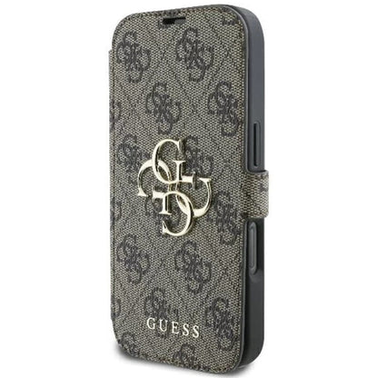 Custodia per Apple iPhone 16, Guess, 4G Book, Marrone