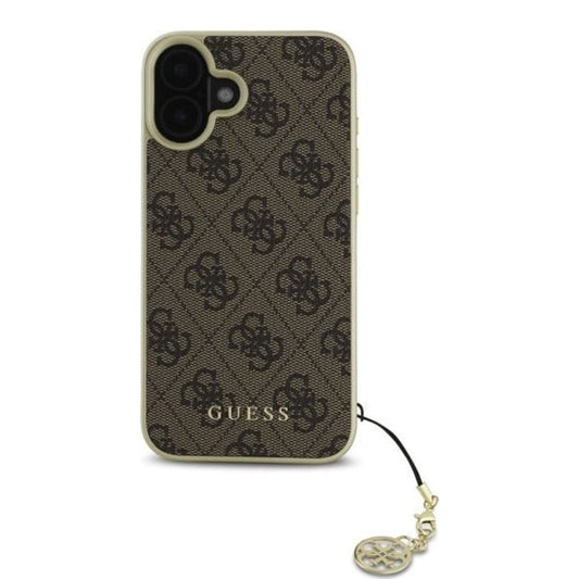 Custodia per Apple iPhone 16, Guess, 4G Charm, Marrone