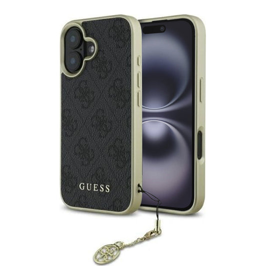 Custodia per Apple iPhone 16, Guess, 4G Charm, Nera