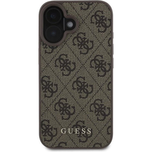 Custodia per Apple iPhone 16, Guess, 4G Classic, Marrone