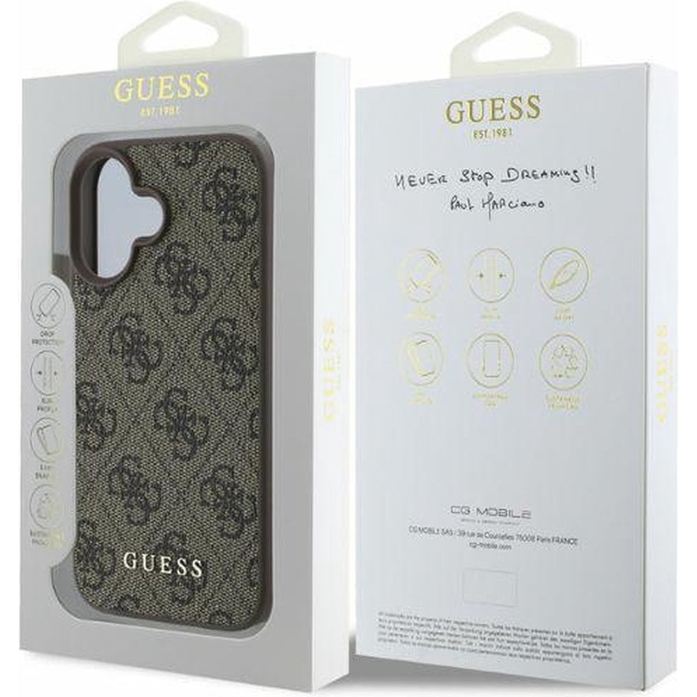 Custodia per Apple iPhone 16, Guess, 4G Classic, Nera