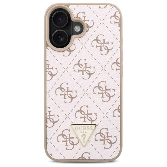 Custodia per Apple iPhone 16, Guess, 4G Triangle Logo, Bianca