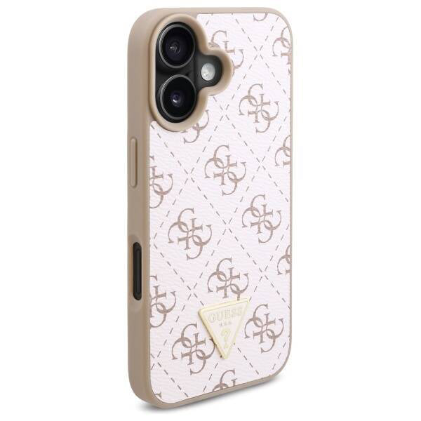 Custodia per Apple iPhone 16, Guess, 4G Triangle Logo, Bianca