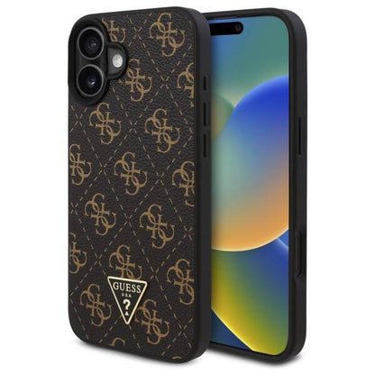 Custodia per Apple iPhone 16, Guess, Logo Triangolo 4G, Nera