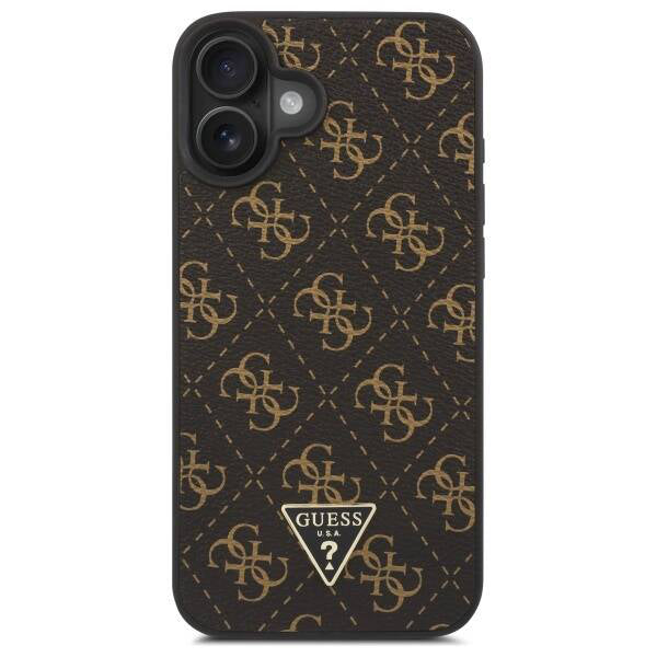 Custodia per Apple iPhone 16, Guess, Logo Triangolo 4G, Nera
