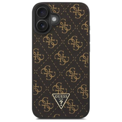 Custodia per Apple iPhone 16, Guess, Logo Triangolo 4G, Nera