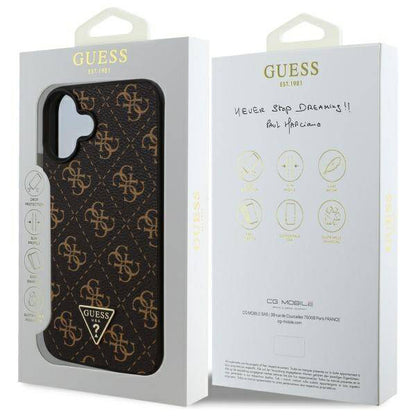 Custodia per Apple iPhone 16, Guess, Logo Triangolo 4G, Nera
