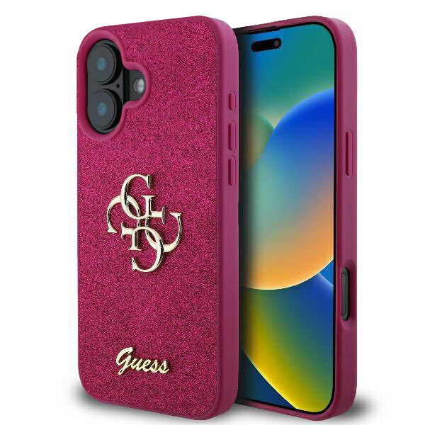 Custodia per Apple iPhone 16, Guess, Fixed Glitter Big 4G, Viola