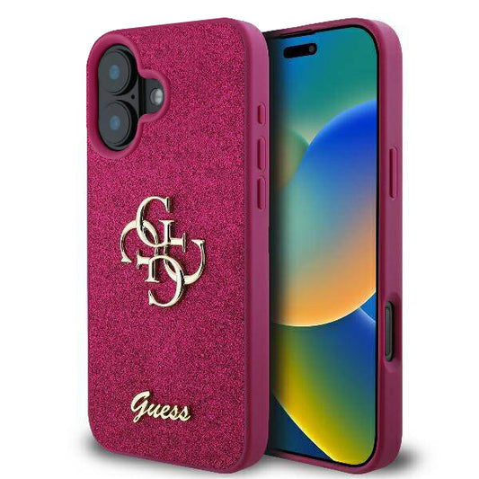 Custodia per Apple iPhone 16, Guess, Fixed Glitter Big 4G, Viola