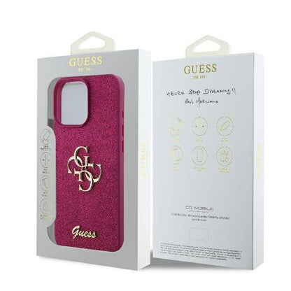 Custodia per Apple iPhone 16, Guess, Fixed Glitter Big 4G, Viola