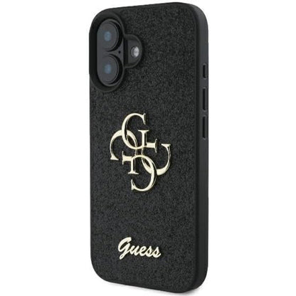 Custodia per Apple iPhone 16, Guess, Fixed Glitter Big 4G, Nera
