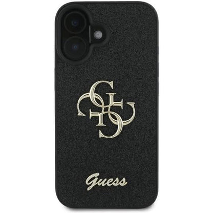 Custodia per Apple iPhone 16, Guess, Fixed Glitter Big 4G, Nera