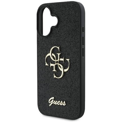 Custodia per Apple iPhone 16, Guess, Fixed Glitter Big 4G, Nera