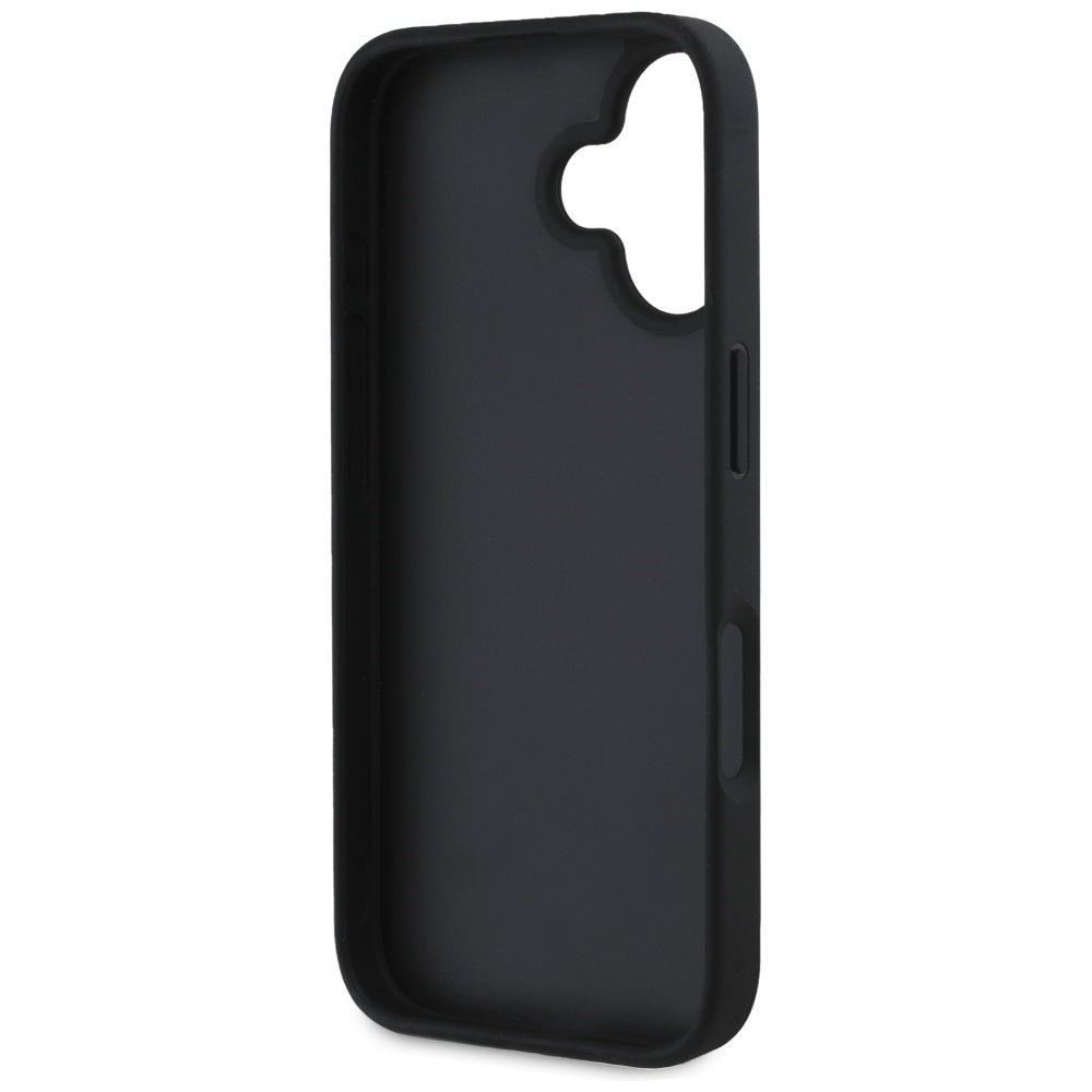 Case for Apple iPhone 16, Guess, Grained Big 4G Logo Small Classic Logo, Black