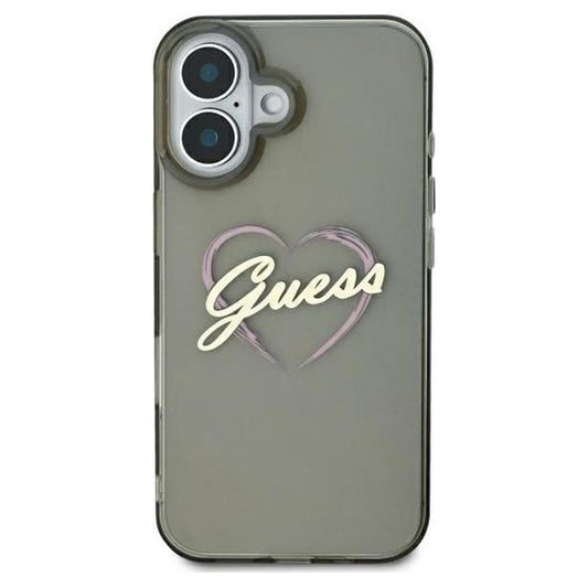 Custodia per Apple iPhone 16, Guess, IML Heart, Nera