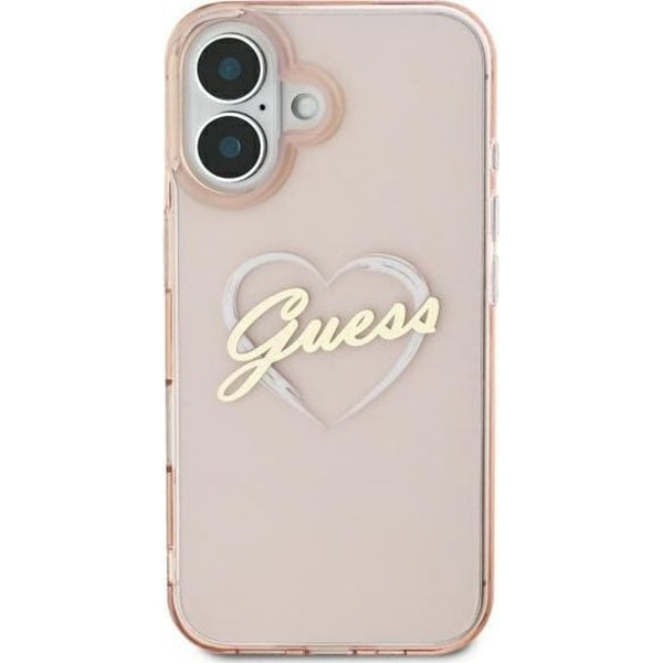 Custodia per Apple iPhone 16, Guess, IML Heart, Rosa