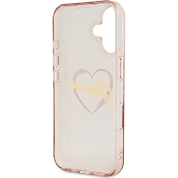 Custodia per Apple iPhone 16, Guess, IML Heart, Rosa