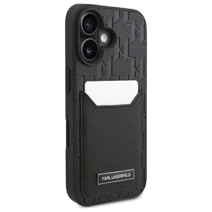 Custodia per Apple iPhone 16, Karl Lagerfeld, Cardslots Monogram, Nera