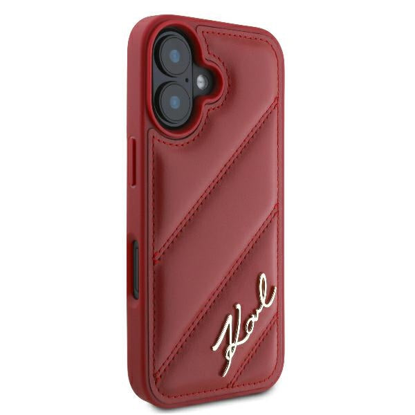 Custodia per Apple iPhone 16, Karl Lagerfeld, Diagonal Quilted Script, Rosie