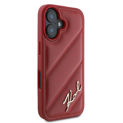Custodia per Apple iPhone 16, Karl Lagerfeld, Diagonal Quilted Script, Rosie