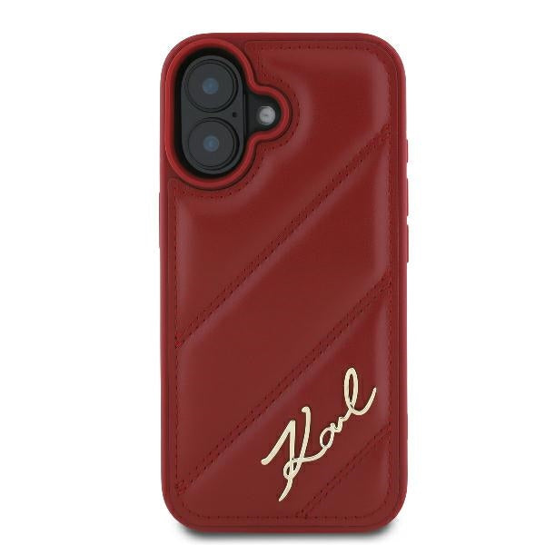 Custodia per Apple iPhone 16, Karl Lagerfeld, Diagonal Quilted Script, Rosie