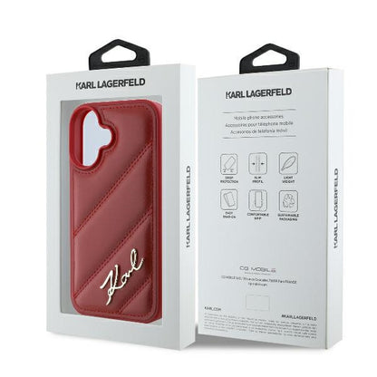 Custodia per Apple iPhone 16, Karl Lagerfeld, Diagonal Quilted Script, Rosie