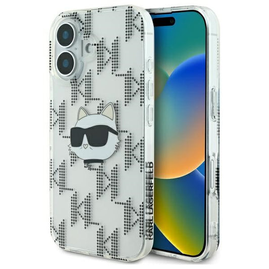 Custodia per Apple iPhone 16, Karl Lagerfeld, IML Luxury Electroplated Choupette's Head, Trasparente