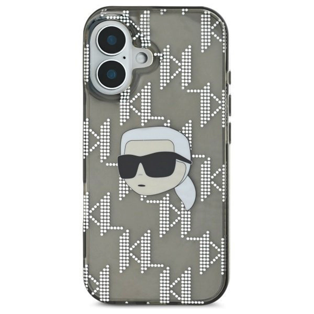 Custodia per Apple iPhone 16, Karl Lagerfeld, IML Luxury Electroplated Karl's Head, Nera