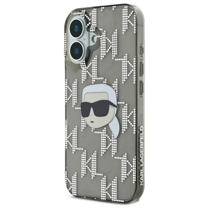 Custodia per Apple iPhone 16, Karl Lagerfeld, IML Luxury Electroplated Karl's Head, Nera