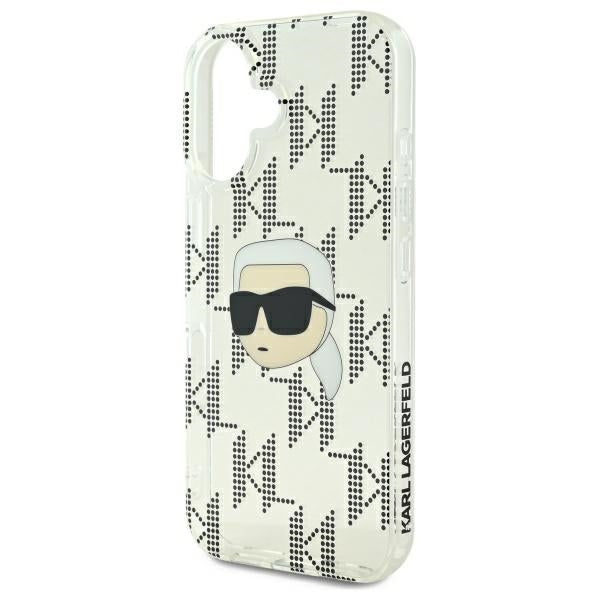 Custodia per Apple iPhone 16, Karl Lagerfeld, IML Luxury Electroplated Karl's Head, Trasparente