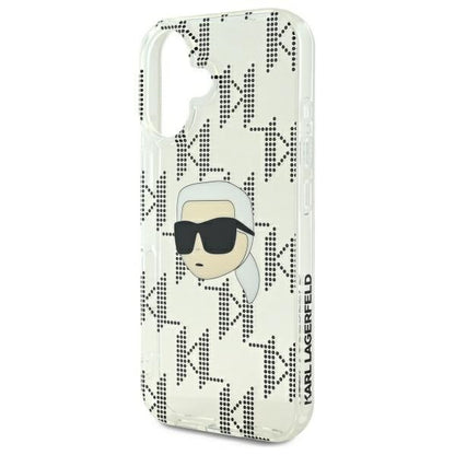 Custodia per Apple iPhone 16, Karl Lagerfeld, IML Luxury Electroplated Karl's Head, Trasparente