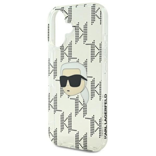 Custodia per Apple iPhone 16, Karl Lagerfeld, IML Luxury Electroplated Karl's Head, Trasparente