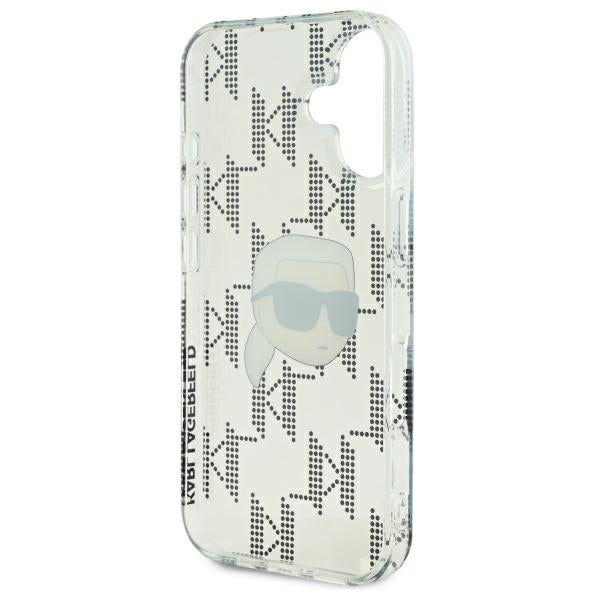 Custodia per Apple iPhone 16, Karl Lagerfeld, IML Luxury Electroplated Karl's Head, Trasparente