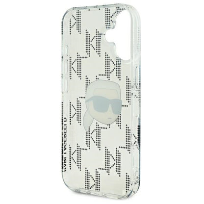 Custodia per Apple iPhone 16, Karl Lagerfeld, IML Luxury Electroplated Karl's Head, Trasparente