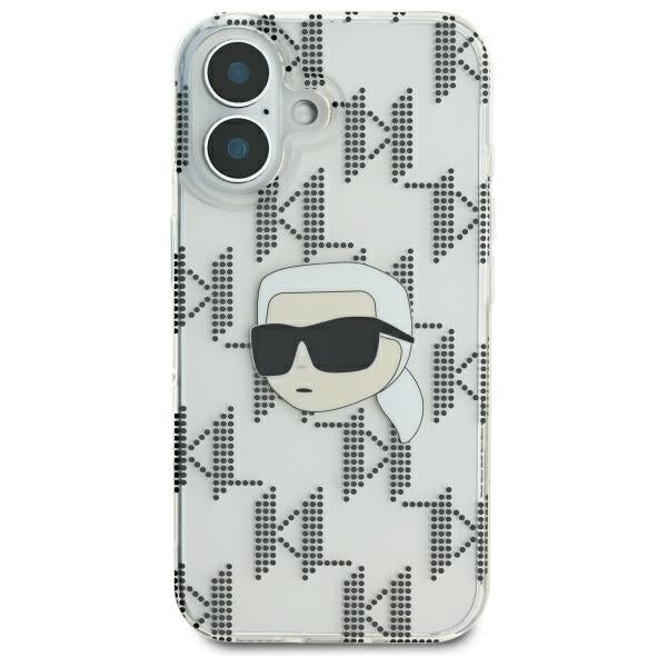 Custodia per Apple iPhone 16, Karl Lagerfeld, IML Luxury Electroplated Karl's Head, Trasparente