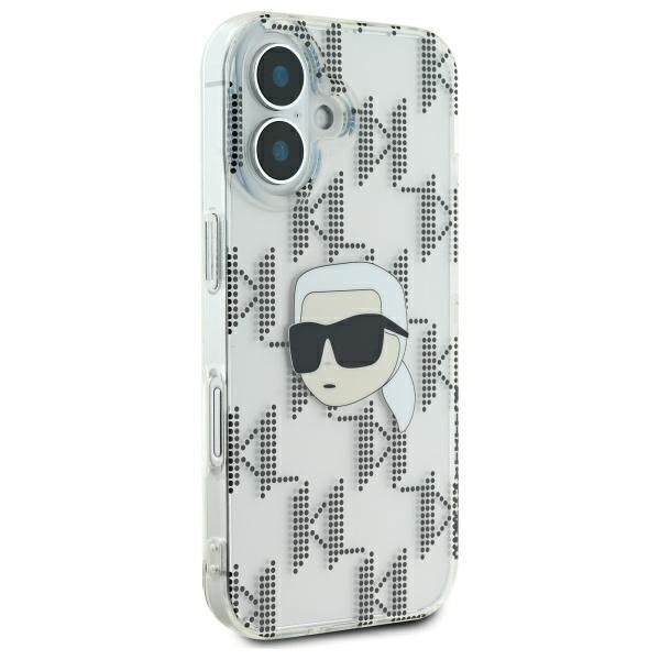 Custodia per Apple iPhone 16, Karl Lagerfeld, IML Luxury Electroplated Karl's Head, Trasparente