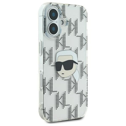 Custodia per Apple iPhone 16, Karl Lagerfeld, IML Luxury Electroplated Karl's Head, Trasparente