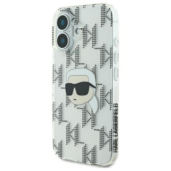 Custodia per Apple iPhone 16, Karl Lagerfeld, IML Luxury Electroplated Karl's Head, Trasparente