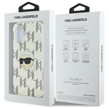 Custodia per Apple iPhone 16, Karl Lagerfeld, IML Luxury Electroplated Karl's Head, Trasparente