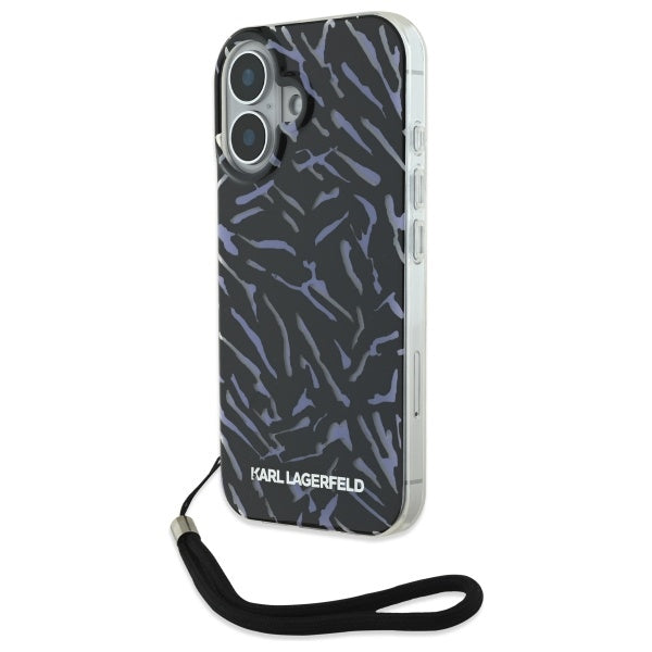 Custodia per Apple iPhone 16, Karl Lagerfeld, Zebra con Cinturino, Viola
