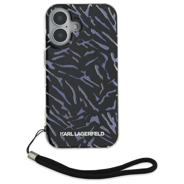 Custodia per Apple iPhone 16, Karl Lagerfeld, Zebra con Cinturino, Viola