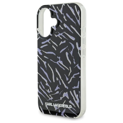 Custodia per Apple iPhone 16, Karl Lagerfeld, Zebra con Cinturino, Viola
