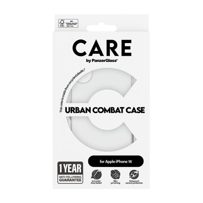 Custodia per Apple iPhone 16, PanzerGlass, Care Urban Combat, Trasparente