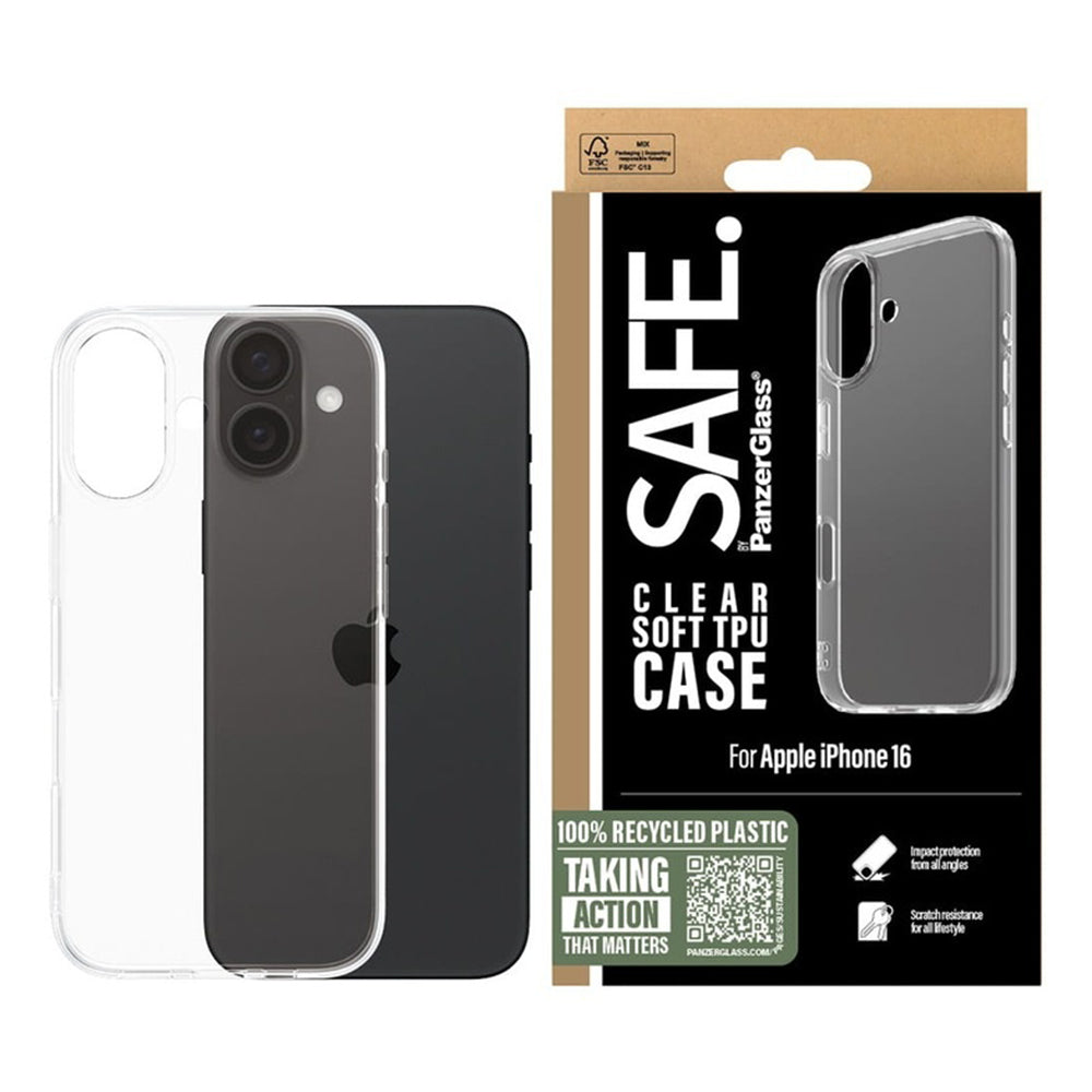 Custodia per Apple iPhone 16, PanzerGlass, Safe., Trasparente