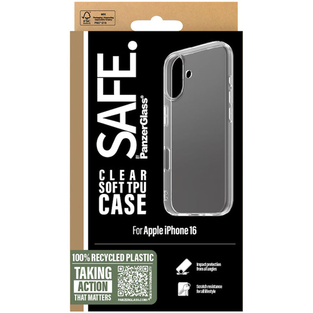 Custodia per Apple iPhone 16, PanzerGlass, Safe., Trasparente
